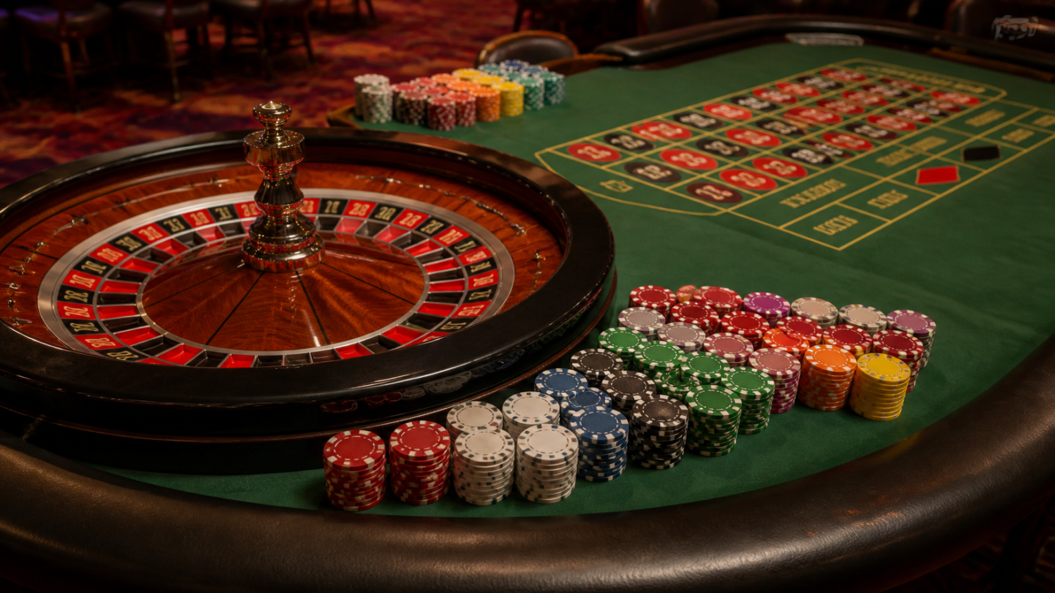 Bắt đầu từ thông tin nhận diện và điều khoản: nhà cái uy tín Bàn roulette trong sòng bạc với vòng quay và các chip cá cược
