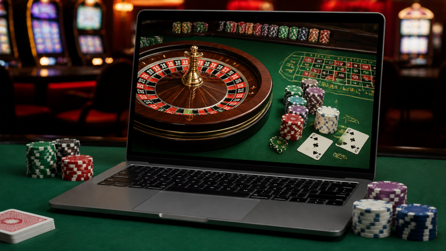 Giao diện trò chơi casino trên máy tính với bàn roulette và bài