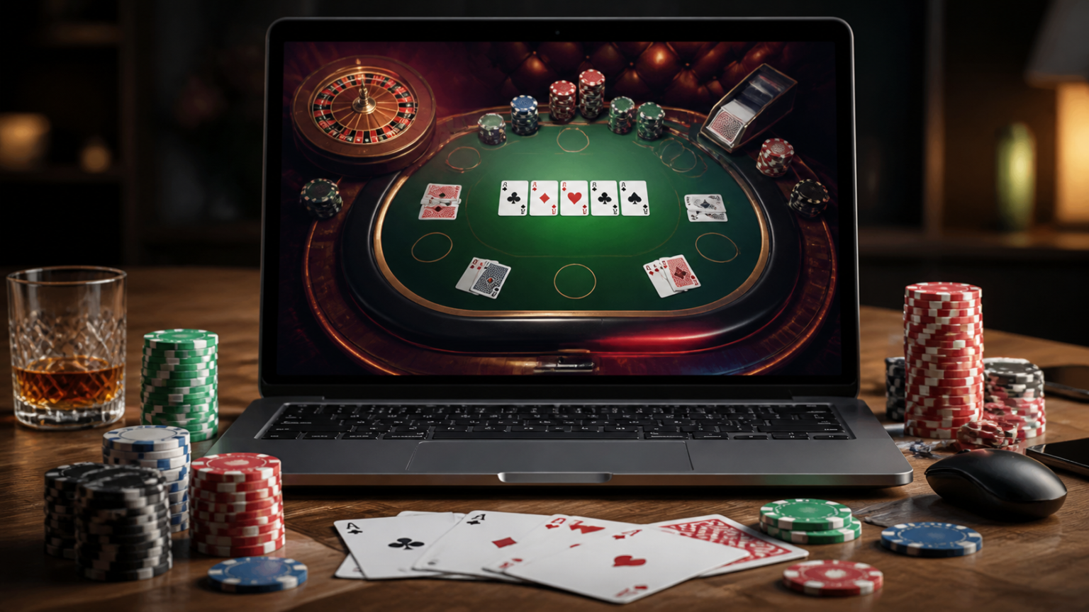 How to Evaluate Online Betting Sites in Singapore Safely Laptop showing an online betting site with casino chips and cards