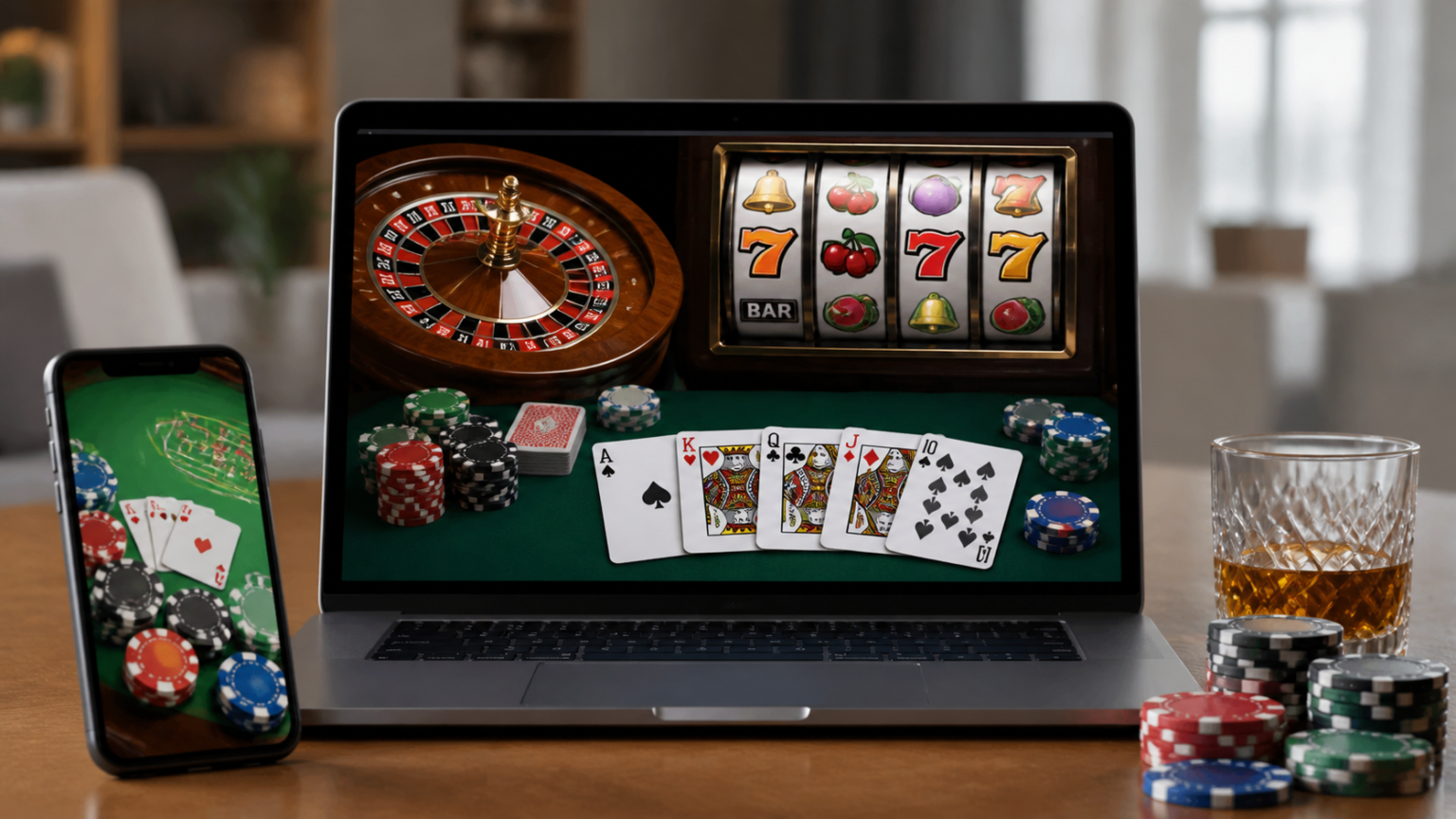How online casino play fits into the Malaysian gaming landscape: online casino malaysia Laptop and phone displaying an online casino game interface