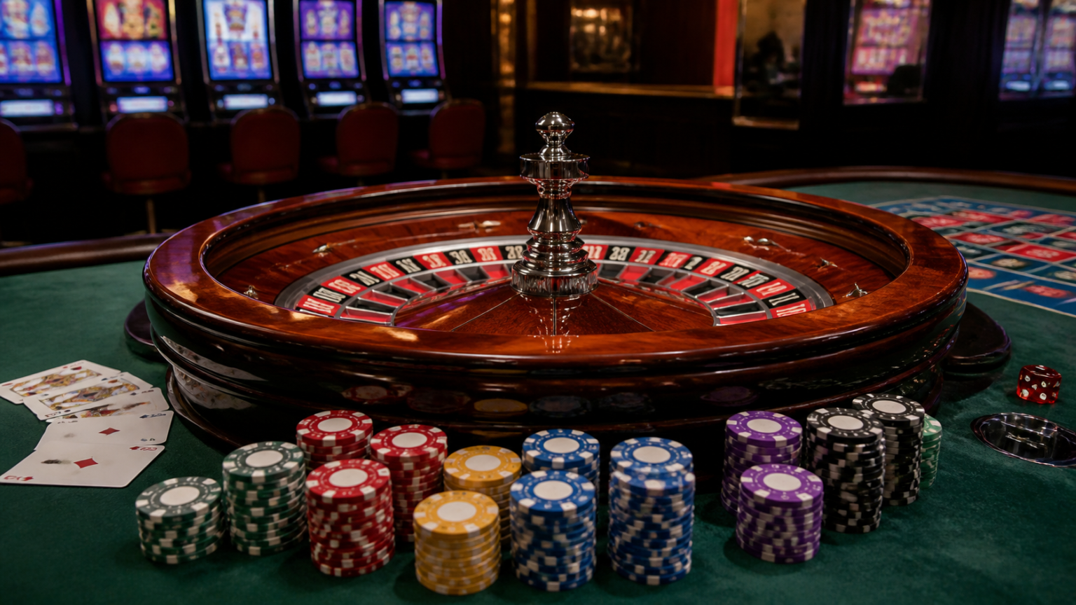 What online casino play in Singapore usually involves: online casino Singapore Casino roulette table with cards and chips
