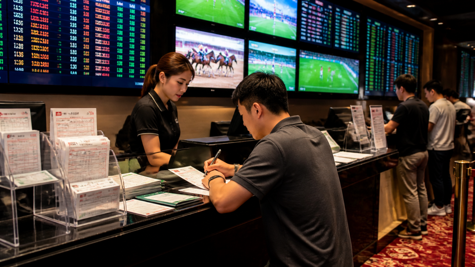 Understanding the Basics of Sports Betting: sports betting malaysia Sports betting counter with odds boards and betting slips